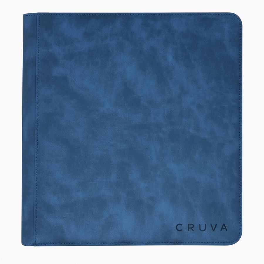 Cruva 4-Pocket Toploader Zip Binder – Blauw