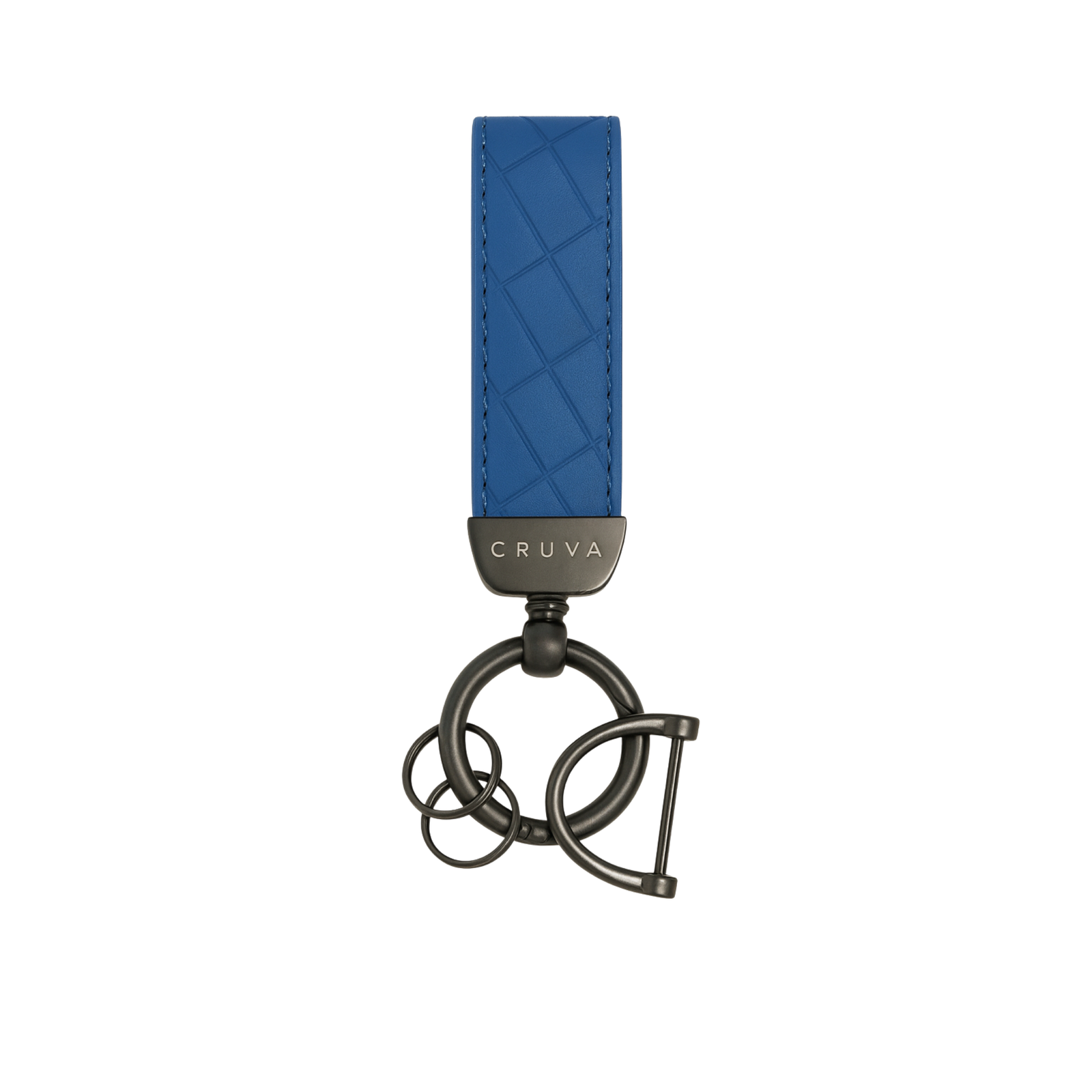 Cruva Sleutelhanger Blauw Gunmetal met patroon