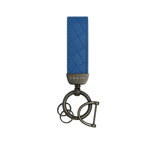 Cruva Sleutelhanger Blauw Gunmetal met patroon