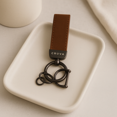 Cruva Sleutelhanger Bruin Gunmetal